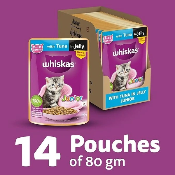 Whiskas Tuna In Jelly 2-12 Months Cat Food: 14 Ux80 g - 14 Ux80 g