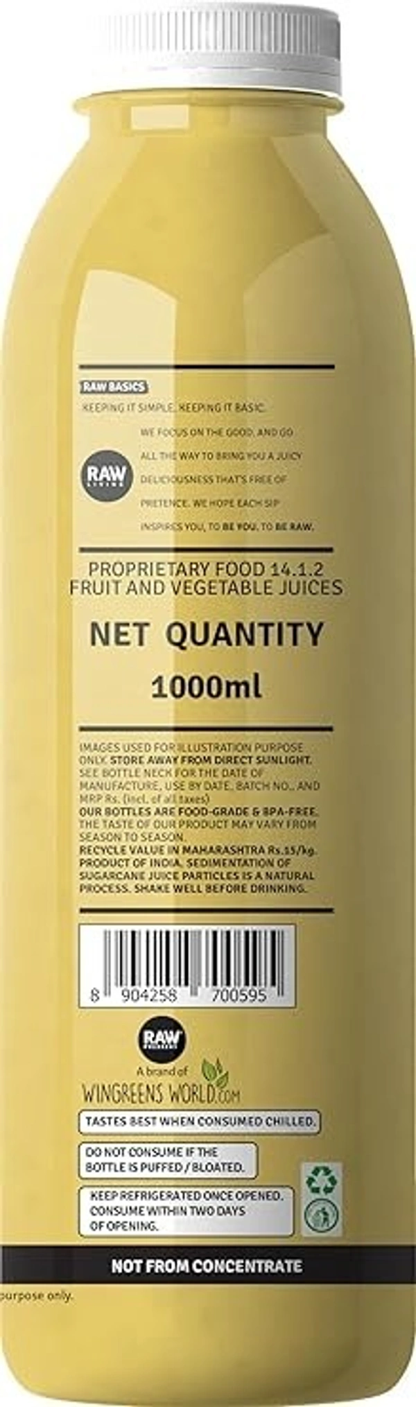 Raw Pressery Sugarcane: 1 L - 1L