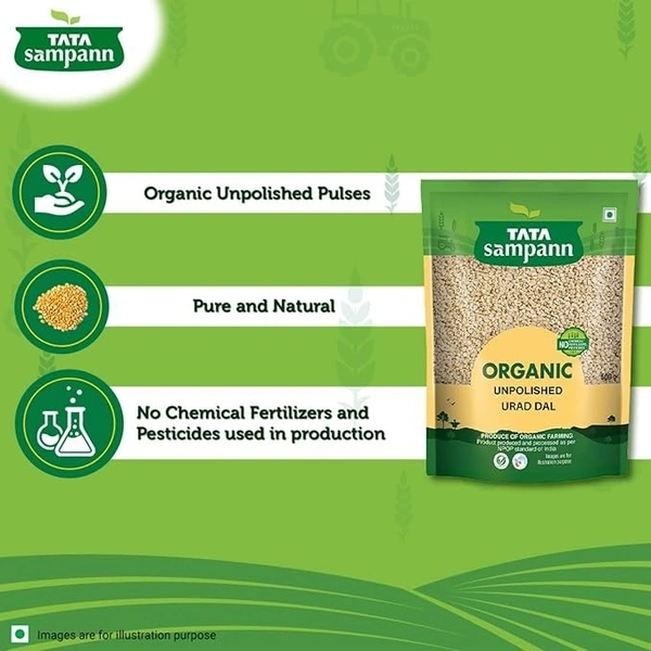 Tata Sampann Organic Unpolished Urad Dal: 500 g - 500g