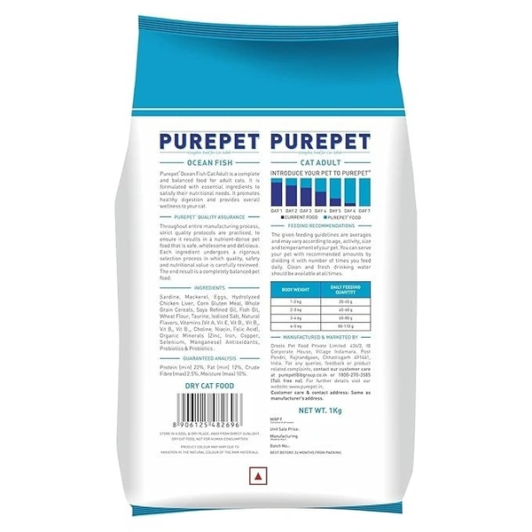 Purepet Ocean Fish Adult Cat Food: 1 kg - 1 kg