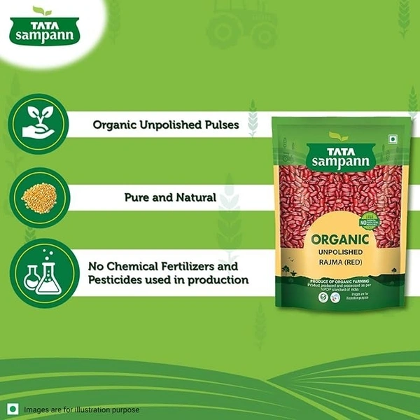 Tata Sampann Organic Unpolished Rajma Red: 500 g - 500g