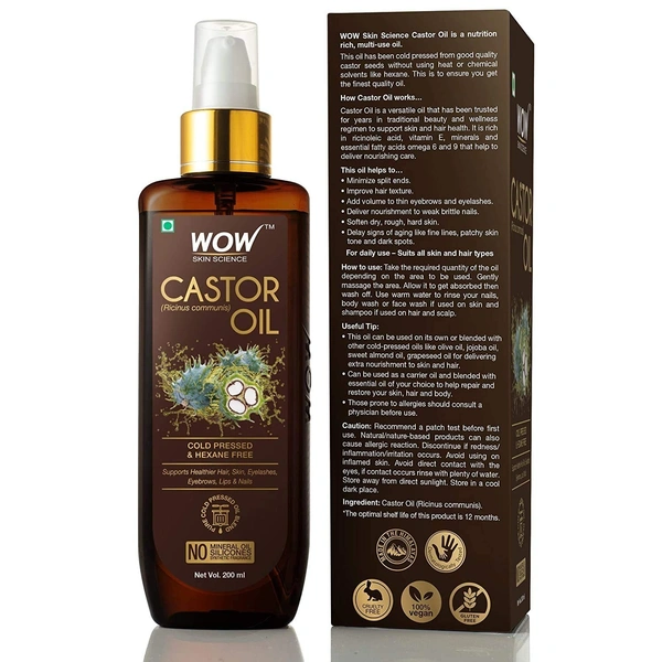 WOW Castor Oil For Hair & Skin: 200 ml - 200ml
