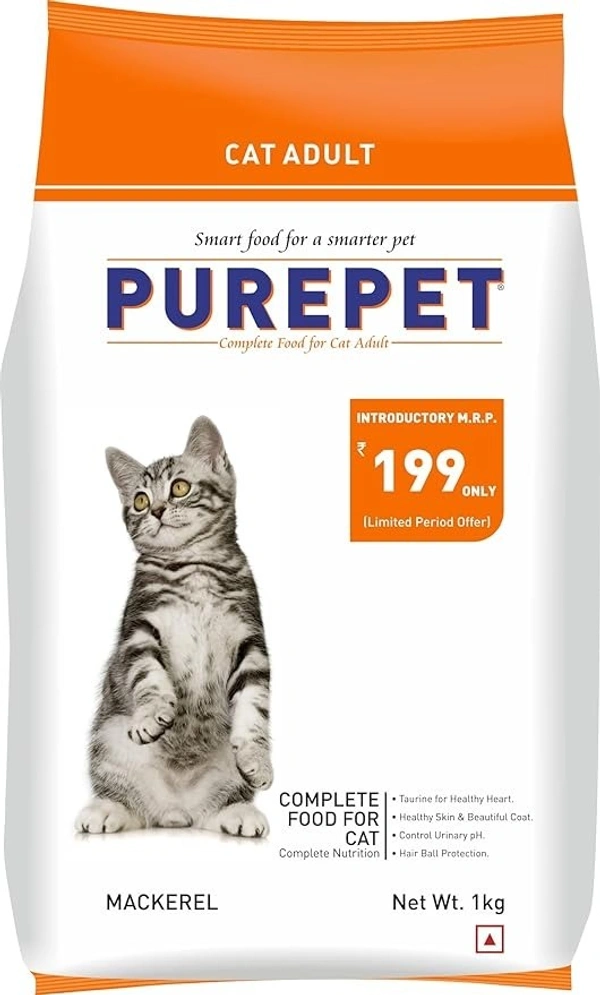 Purepet Mackerel Adult Cat Food: 1 kg - 1 kg