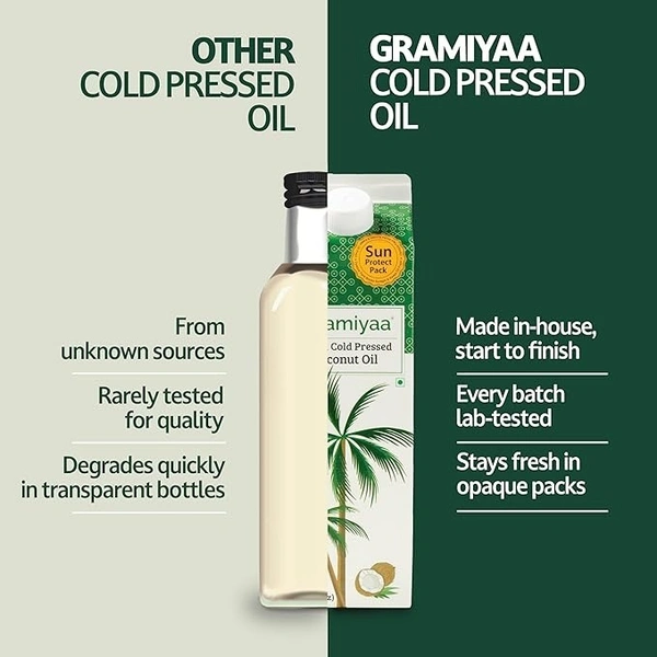 Gramiyaa Wood Cold Pressed Coconut Oil (500 ml): 453 g - 500ML