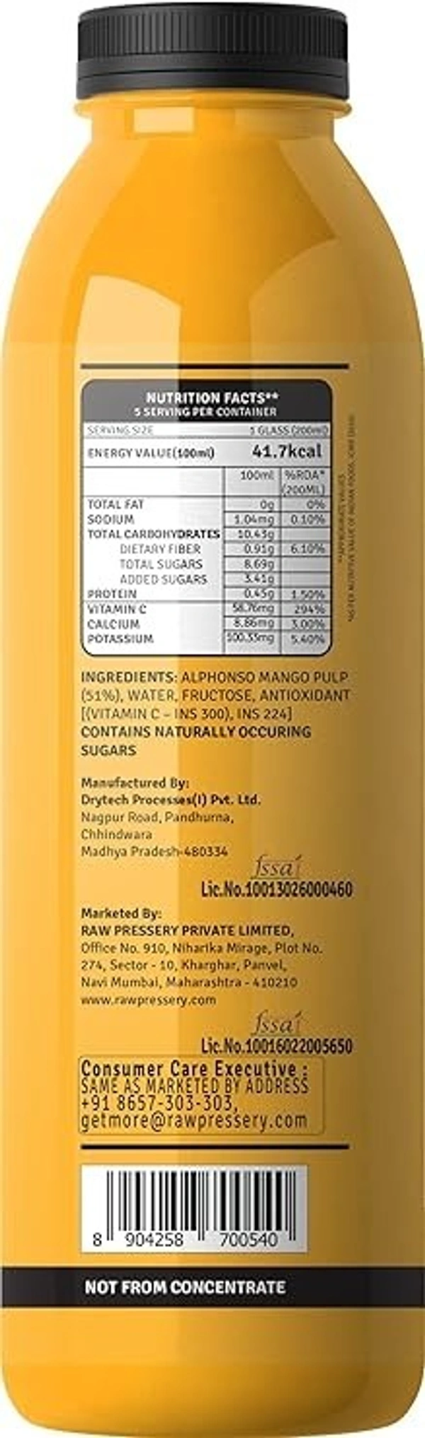 Raw Pressery Alphonso Mango Juice: 200 ml - 200L