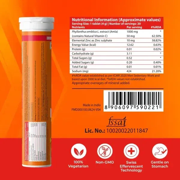  Fast & Up Charge Natural Vitamin C From Amla Extract & Zinc: 20 Unit - 20unit