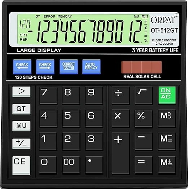 Orpat OT512 CTN 12 Digit Calculator: Black - 1 Unit