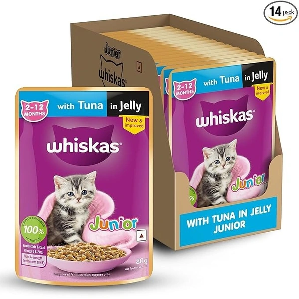 Whiskas Tuna In Jelly 2-12 Months Cat Food: 14 Ux80 g - 14 Ux80 g