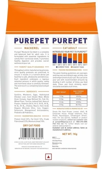 Purepet Mackerel Adult Cat Food: 1 kg - 1 kg