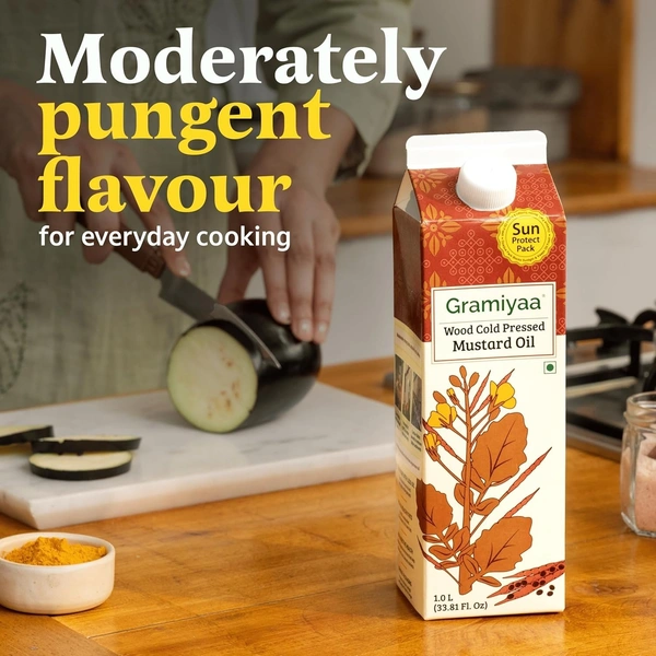 Gramiyaa Wood Cold Pressed Mustard Oil: 1 L - 1L