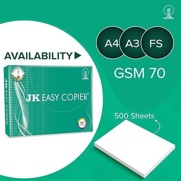 JK Easy Copier 70 GSM A4 Paper: 500 Sheets - 500 Sheets