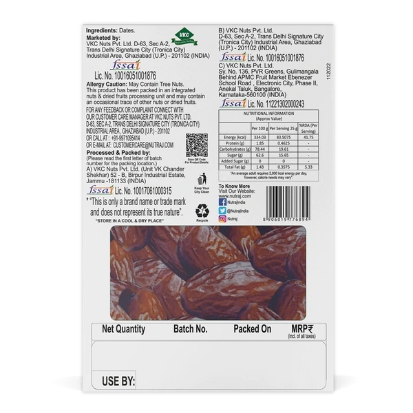 Nutraj Kalmi Seeded Dates (Safawi): 500 g - 500g