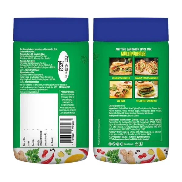 Keya Anytime Sandwich Spice Mix: 90 g - 90g