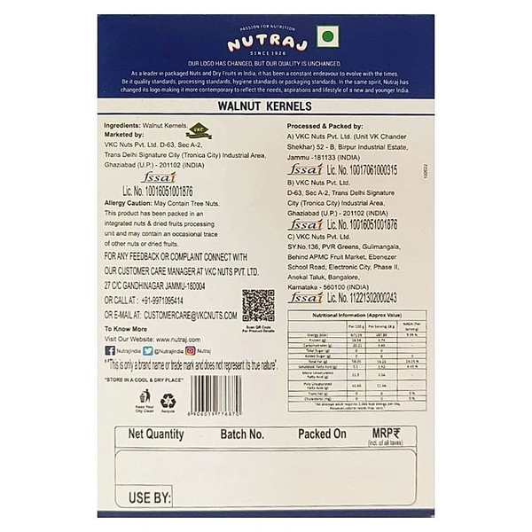 Nutraj Daily Walnut Kernels: 500 g - 500g