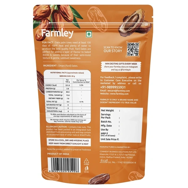 Farmley Omani Seeded Dates Fard Pouch: 400 g - 400g