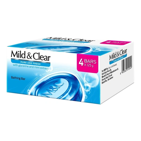 Mild & Clear Pure & Fresh Bathing Bar with Glycerine & Mint: 4x125 g - 4x125 g