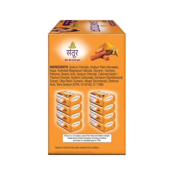 Santoor Sandal & Turmeric Soap: 4x150 g - 4x150 g