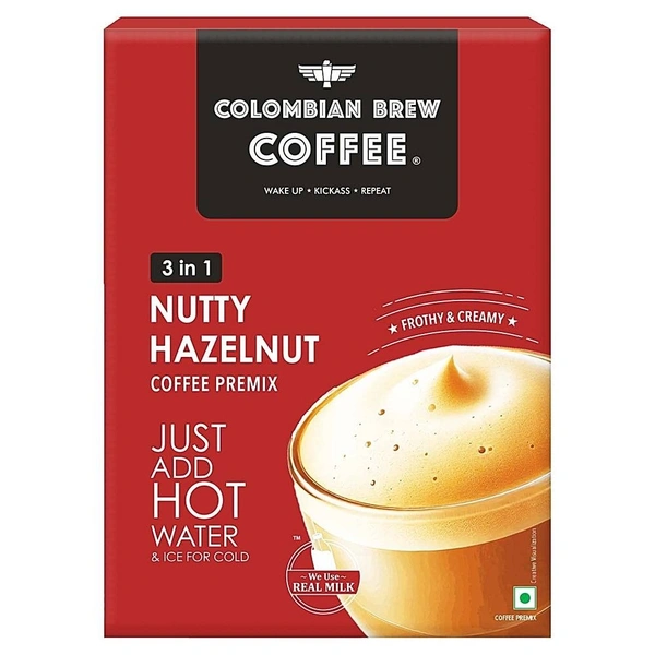 Colombian Brew Hazelnut Coffee Premix: 8 Sachets - 8 Sachets