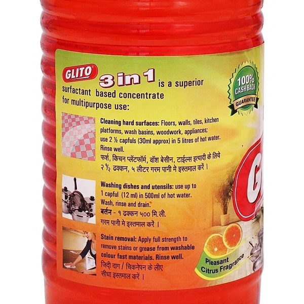 Glito Glito 3 In 1 Perfumed Floor-Surface-Dish Cleaner: 1 L - 1l