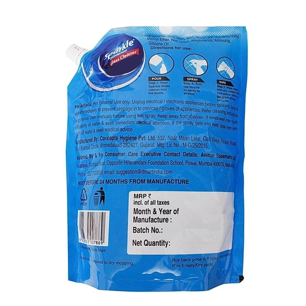 Sparkle Disinfectant Glass Cleaner Refill: 1 L - 1l