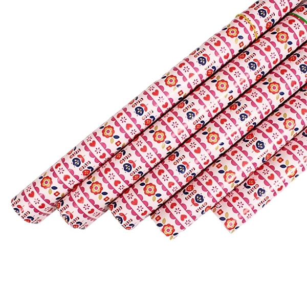 Archies Ltd Archies Madhubani Gift Wrapping Paper Flower & Heart Printed: Pack of 5 - Pack of 5