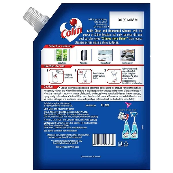 Colin Glass Cleaner Refill Pouch: 1 L - 1l