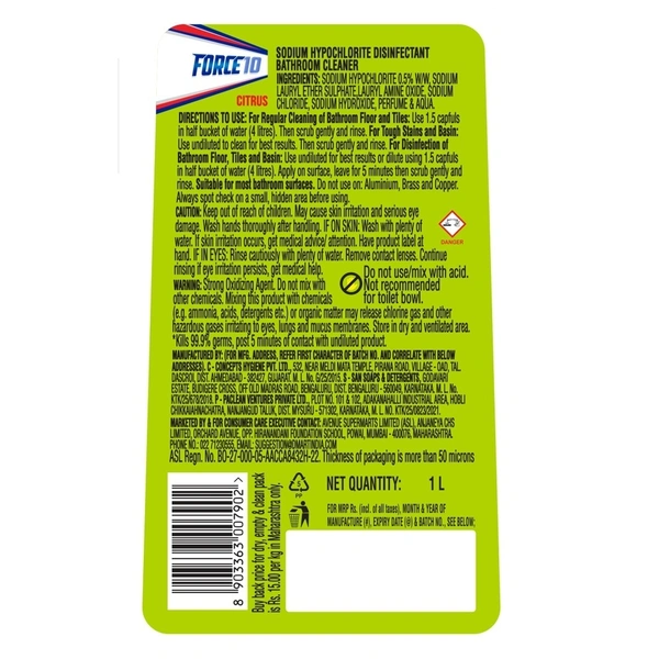 Force 10 Bathroom Cleaner: 1 L - 1l