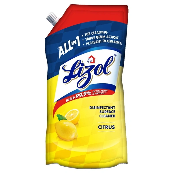 Lizol Citrus Disinfectant Surface Cleaner Pouch: 750 ml - 750ml