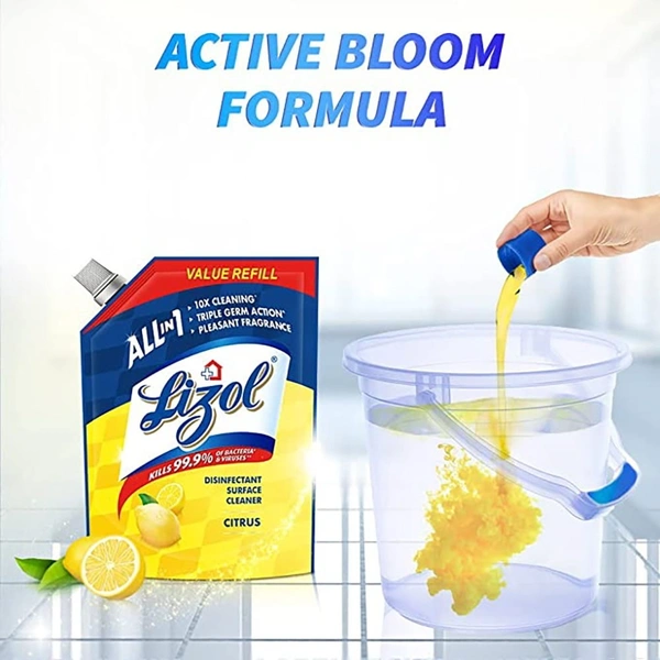Lizol Citrus Disinfectant Surface Cleaner Pouch: 750 ml - 750ml