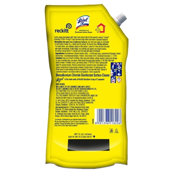 Lizol Citrus Disinfectant Surface Cleaner Pouch: 750 ml - 750ml