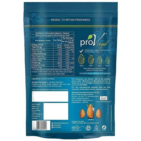 Prov Regal Jumbo Almonds: 500 g - 500g