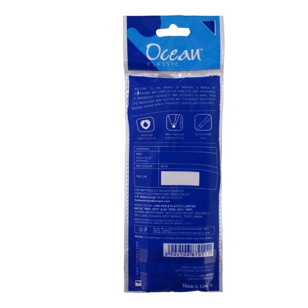 Linc Ocean Blue Gel Pen: 5 Pieces - 5 Unit