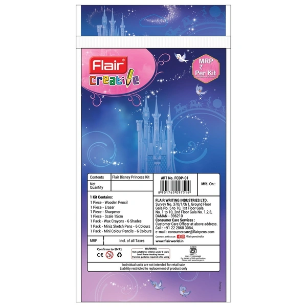Flair Disney Princess Stationery Kit - 7 Pieces: 1 Unit - 1 Unit