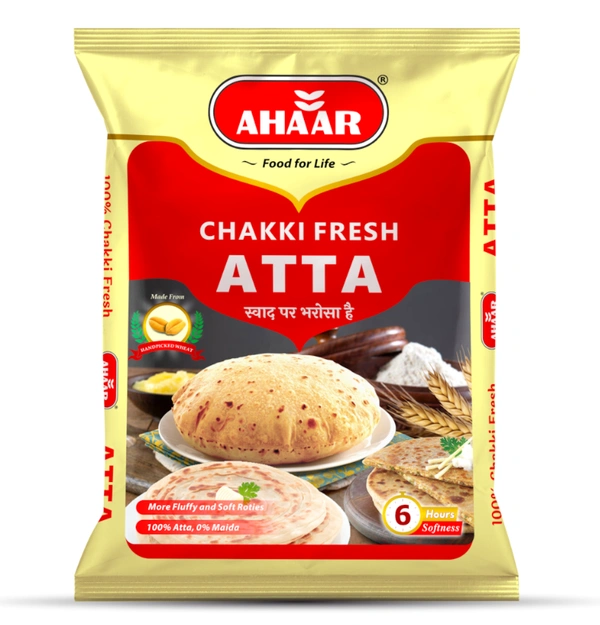 Ahaar Chakki Fresh Atta I Whole Wheat Flour  - 10kg