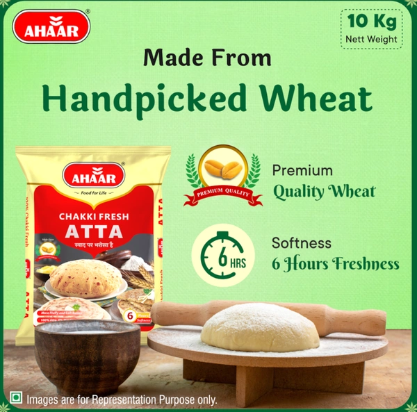 Ahaar Chakki Fresh Atta I Whole Wheat Flour  - 10kg