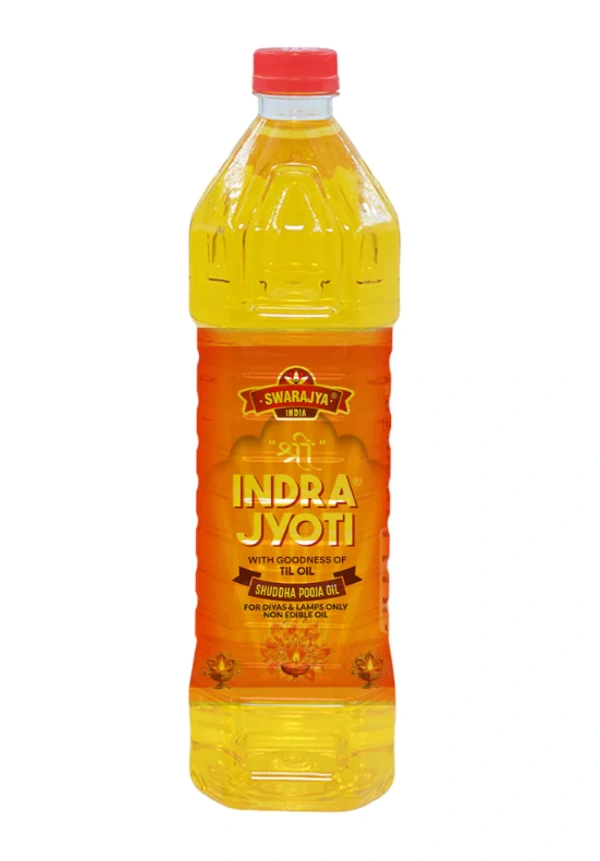 Swarajya India Indra Jyoti Pooja Oil 900ml Enriched, Sandalwood Fragnance | Lamp Oil | Puja Oil | Deepam Oil | Used in Pooja, Festivals havan I - 900ml