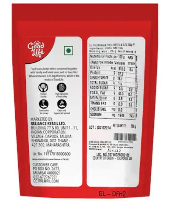 Good Life California Roasted & Salted Pista - 200grams