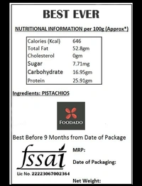 FOODADO Premium (250gm) California Roasted & Salted Pistachios - 250grams