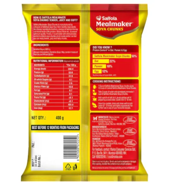 Saffola Saffola Mealmaker Soya Chunks: - 400grams