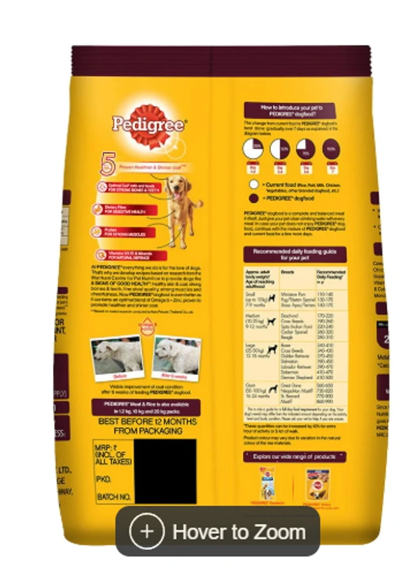 Pedigree Adult Dog Food - Meat & Rice: - 2.8kg