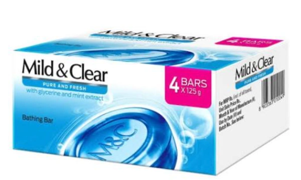 Mild & Clear Mild & Clear Pure & Fresh Bathing Bar with Glycerine & Mint: 4x125 g - 4x125 g
