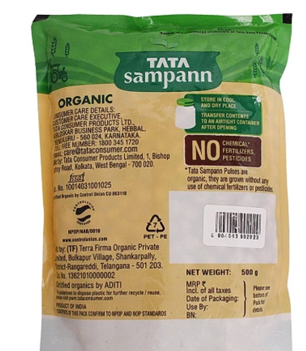  Tata Sampann  Tata Sampann Organic Unpolished Kabuli Chana:  - 500 g