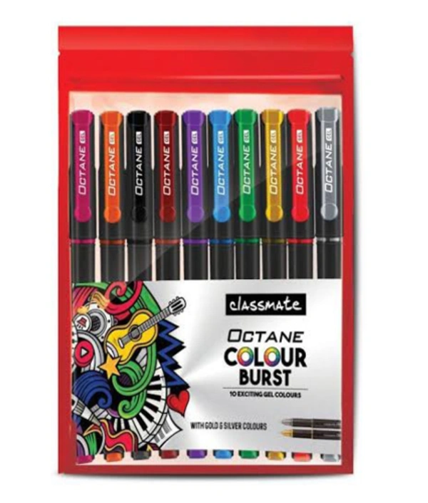  Classmate  Classmate Multi Colour Burst Gel Pen - :  - 10 Pieces