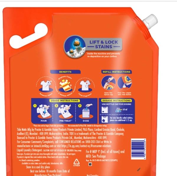 Tide Tide Matic Top Load Liquid Detergent: - 3.2 L