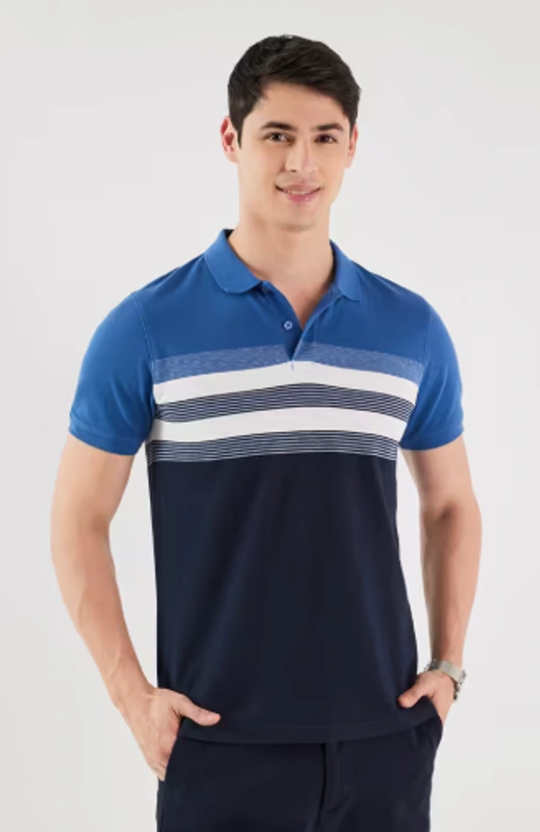 FRATINI Stripes Blended Fabric Polo Men's T-Shirt - S
