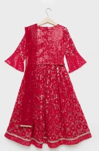 Karrot Solid Blended Fabric Regular Fit Girls Ethnic Set - 6-12 month