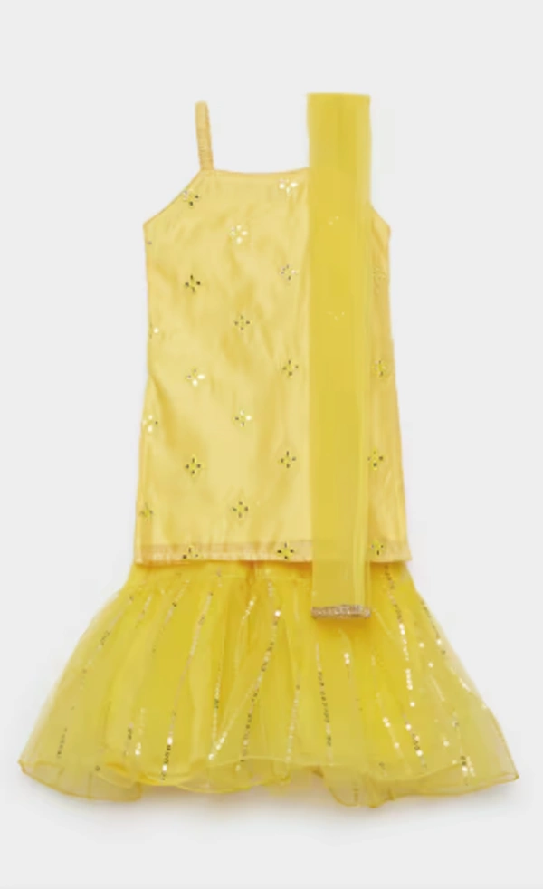 Karrot Solid Blended Fabric Girls Salwar Kurta Dupatta Set - 6-12 month