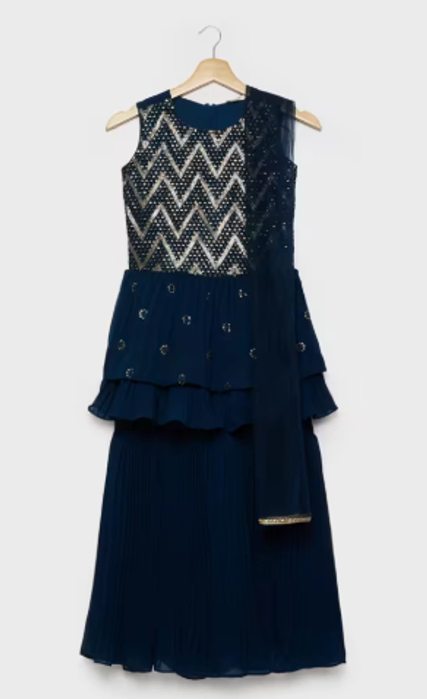 Stop Solid Blended Fabric Girls Ghaghara Choli Dupatta Set - 5-6 years