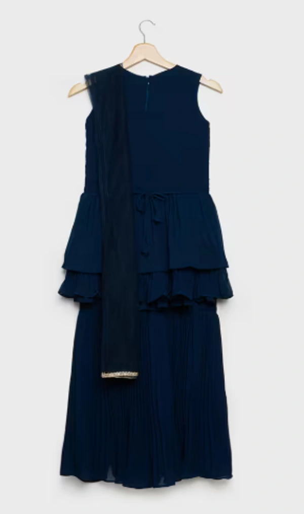 Stop Solid Blended Fabric Girls Ghaghara Choli Dupatta Set - 5-6 years