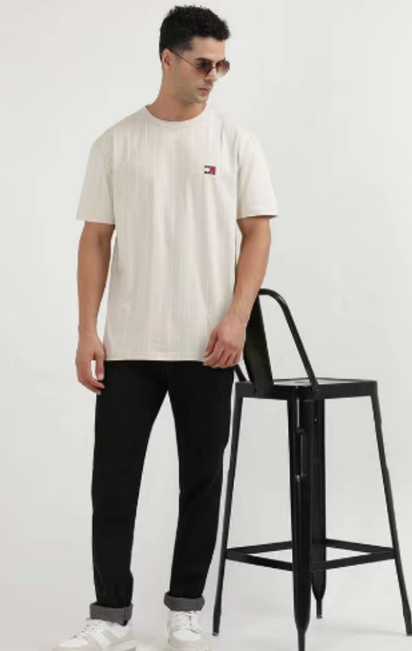 TOMMY HILFIGER Solid Cotton Round Neck Men's T-Shirt - XS